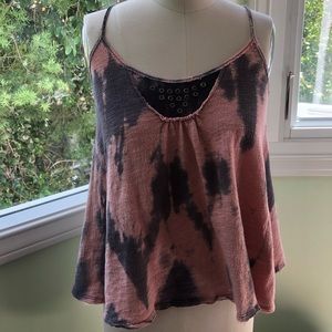 Free people XS casual tie die tank with open back